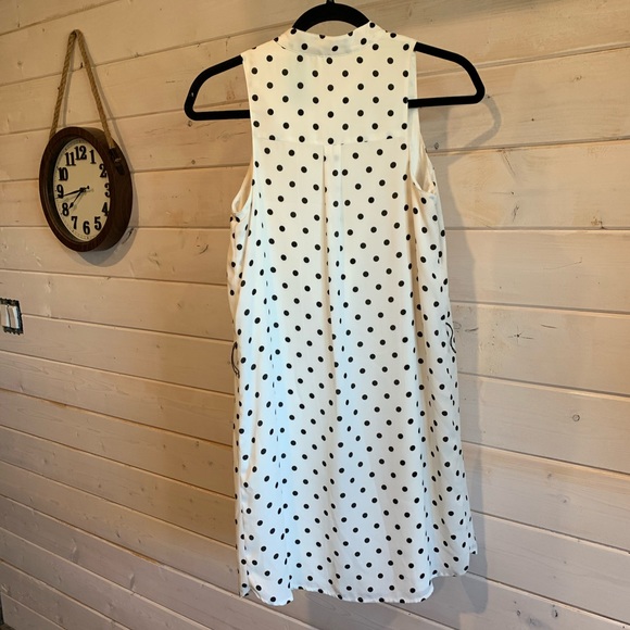 EXPRESS | White & Black Polka Dot Dress - Picture 2 of 6